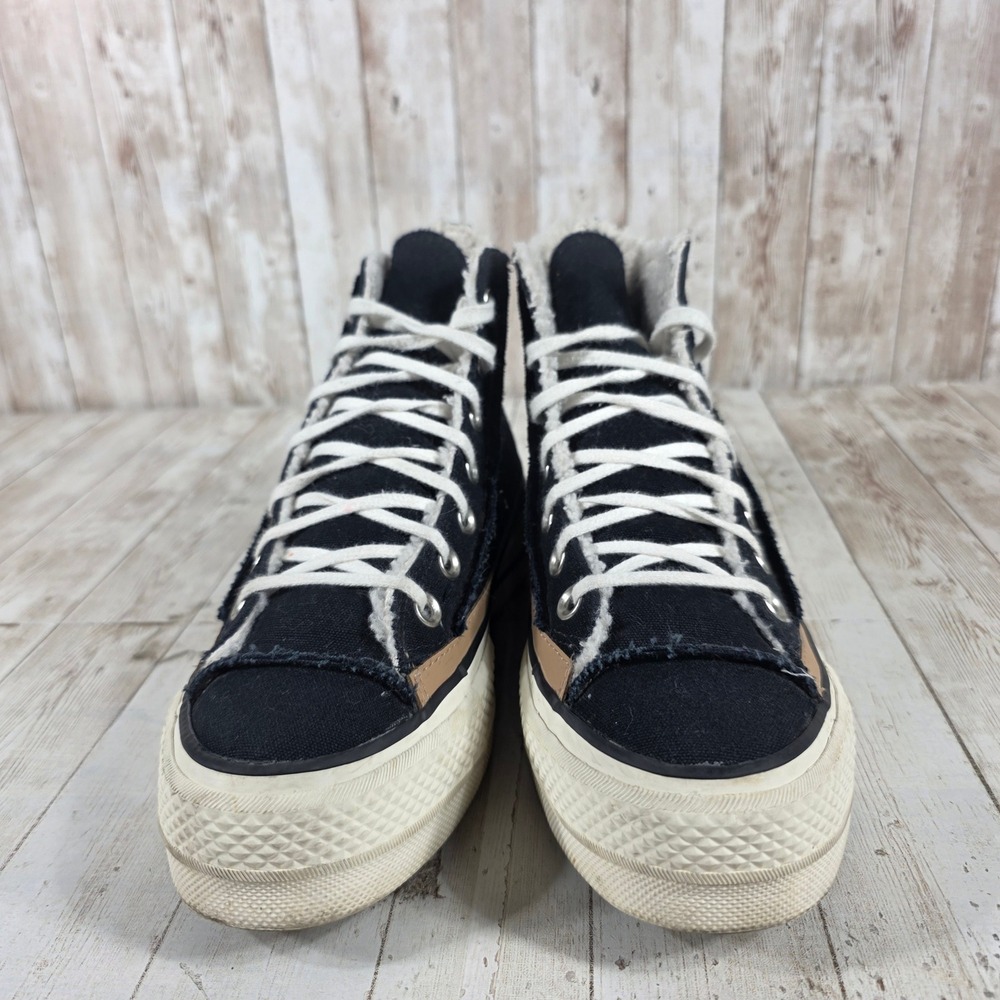 Converse All Star Lift High Top Black Faux Fur Lined Platform Sneakers‎ 573191C - Picture 4 of 8